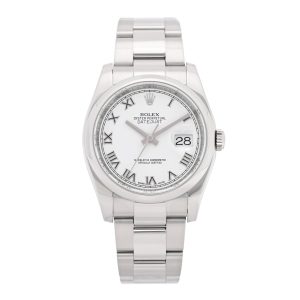 Stainless Steel 36mm Oyster Perpetual Datejust Watch White Roman 116200