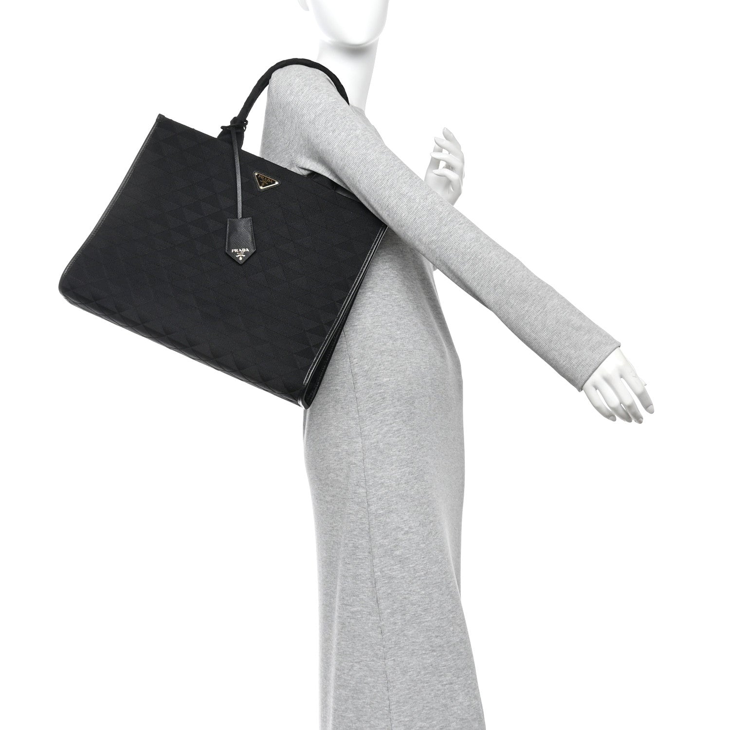 Jacquard Saffiano Triangolo Symbole Embroidered Large Tote - 图片 2