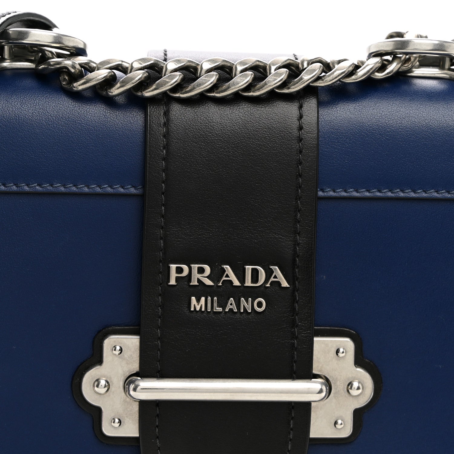 City Calf Saffiano Studded Cahier Bag Blue Black - Image 7