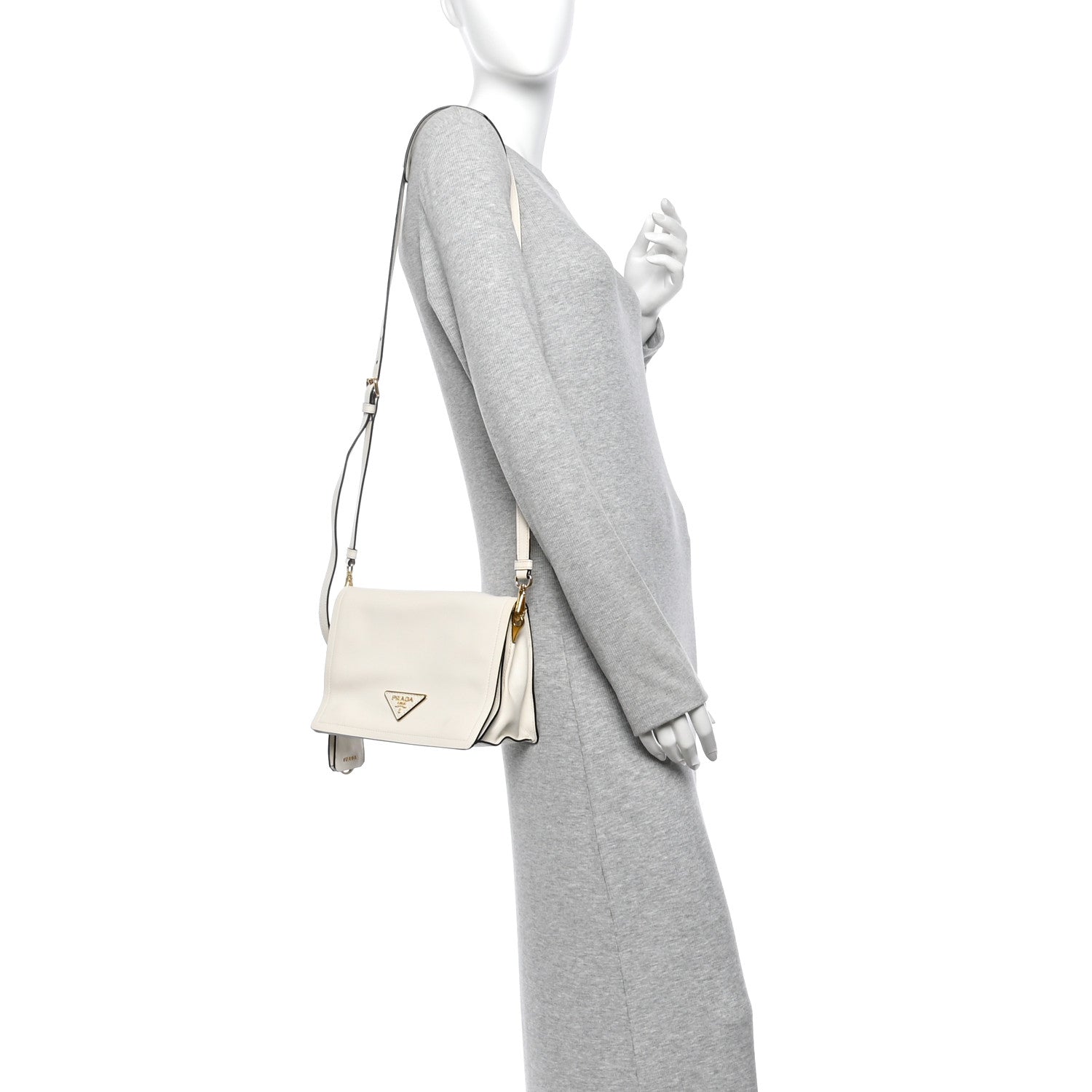 Glace Calf Shoulder Bag White - Image 2
