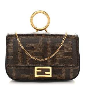 Glazed Fabric FF 1974 Nano Baguette Charm Mogano Panna