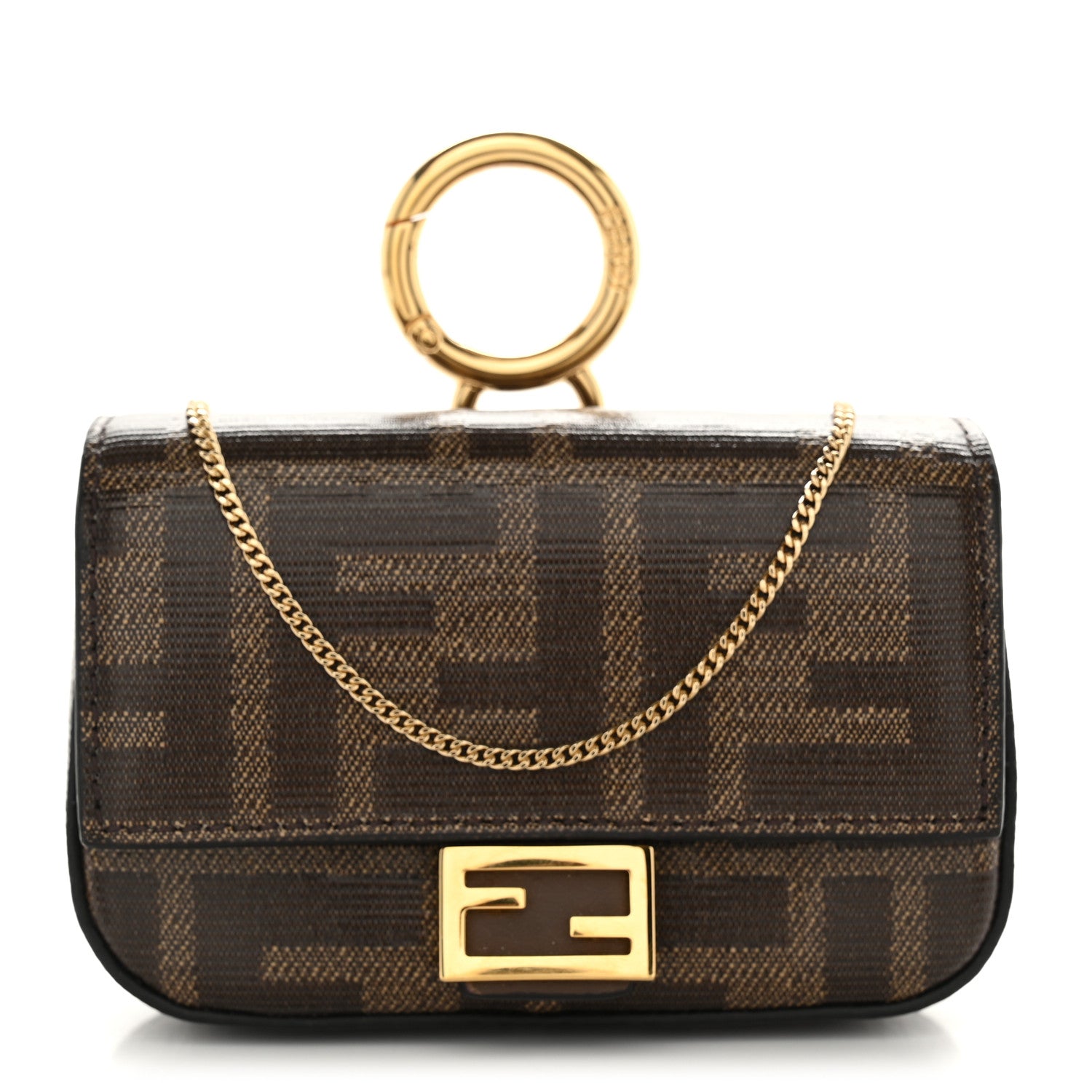 Glazed Fabric FF 1974 Nano Baguette Charm Mogano Panna