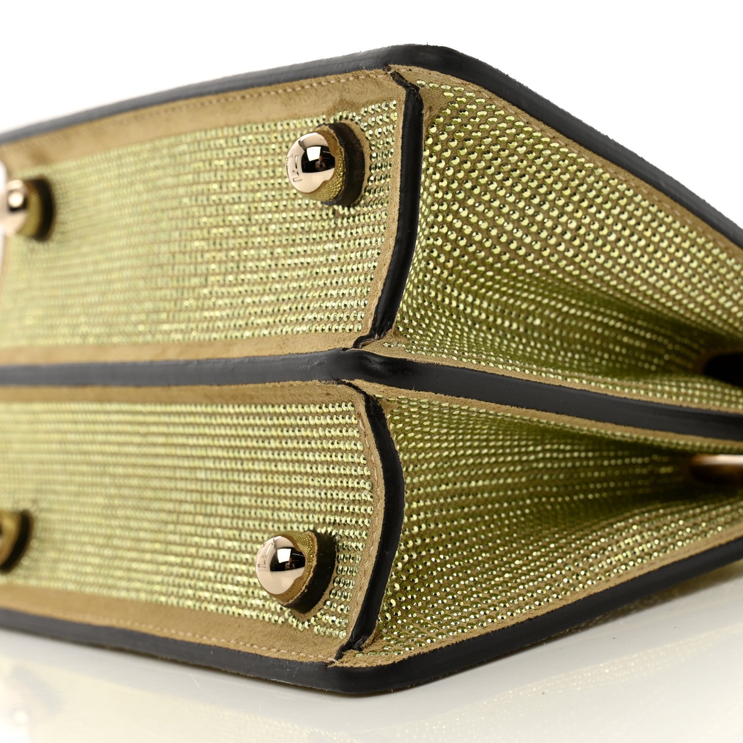 Crystal Vitello Laminato FF Petite Peekaboo I SEE U Satchel Crystal Platinum Light Gold - Image 12