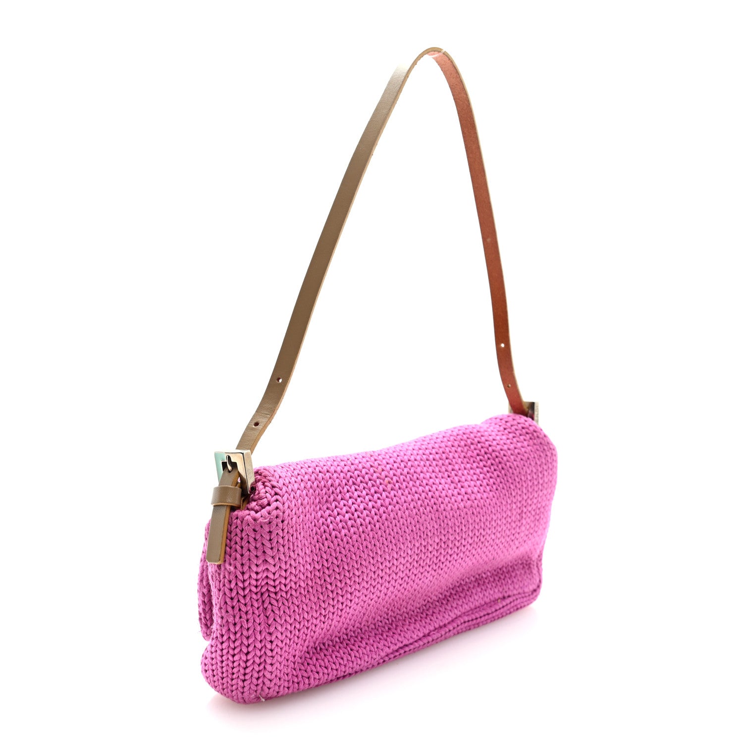 Wool Crochet Knit FF Pochette Pink - Image 2