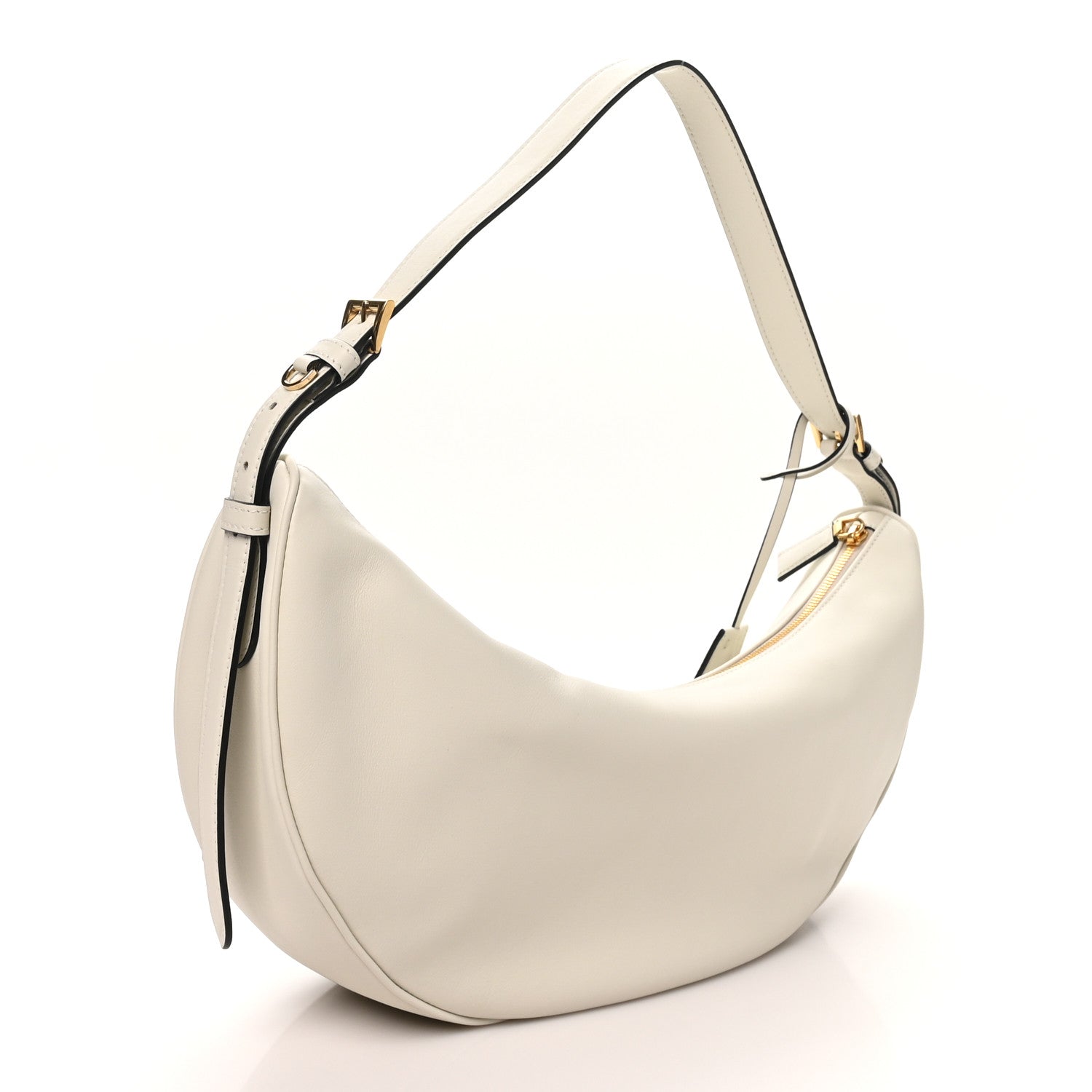 Soft Grain Calfskin Large Demi-Lune Shoulder Bag White - 图片 3