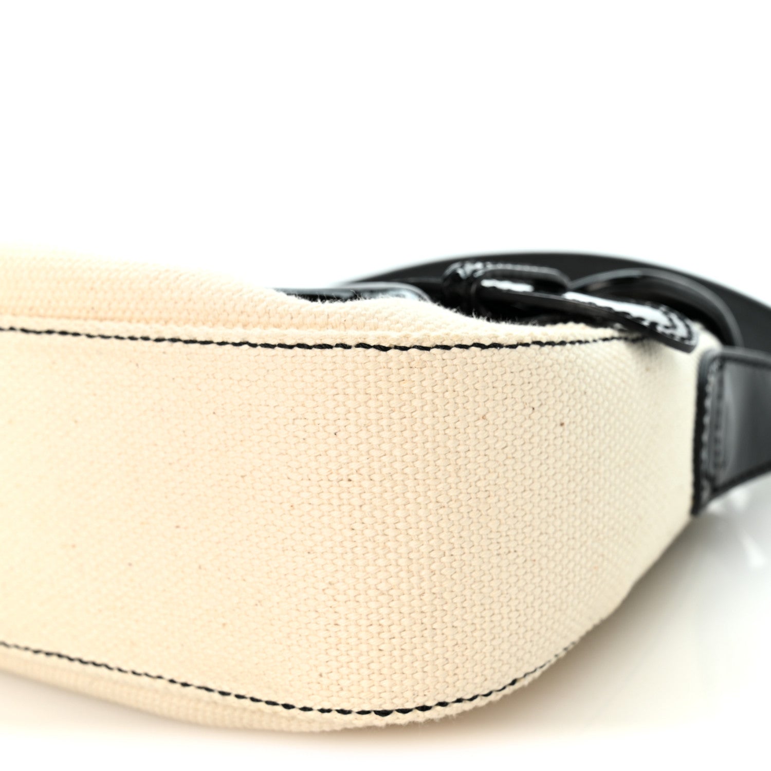 Canvas Patent Calfskin B Bis Flap Bag Natural Black - Image 10