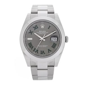 Stainless Steel 41mm Oyster Perpetual Wimbledon Datejust Watch Slate 126300