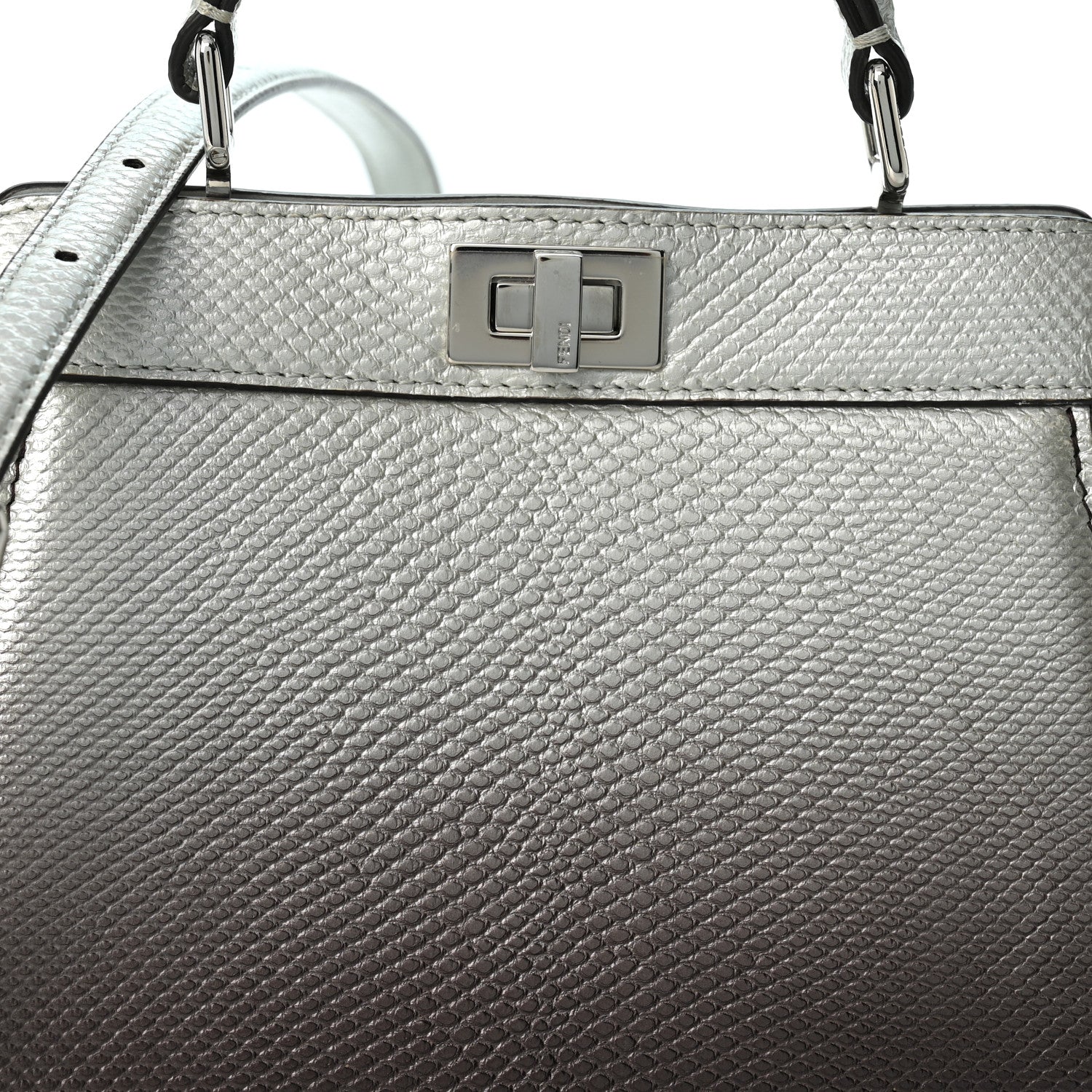 Metallic Karung Graduated Effect Petite Peekaboo I SEE U Satchel Grigio - Image 7