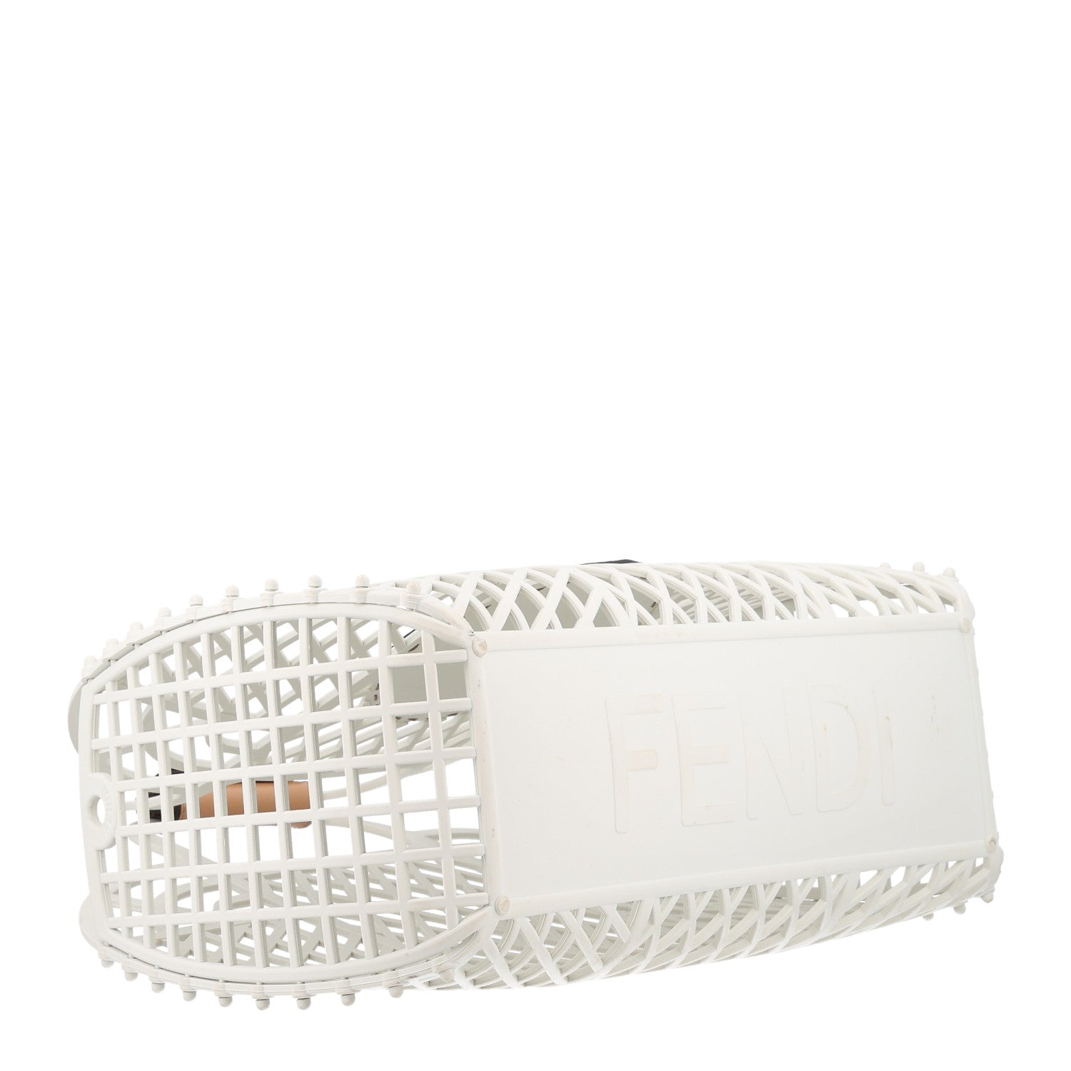 Recycled Plastic Vitello Liberty Matte Medium Fendi Basket White Ice Miele Scuro - Image 4