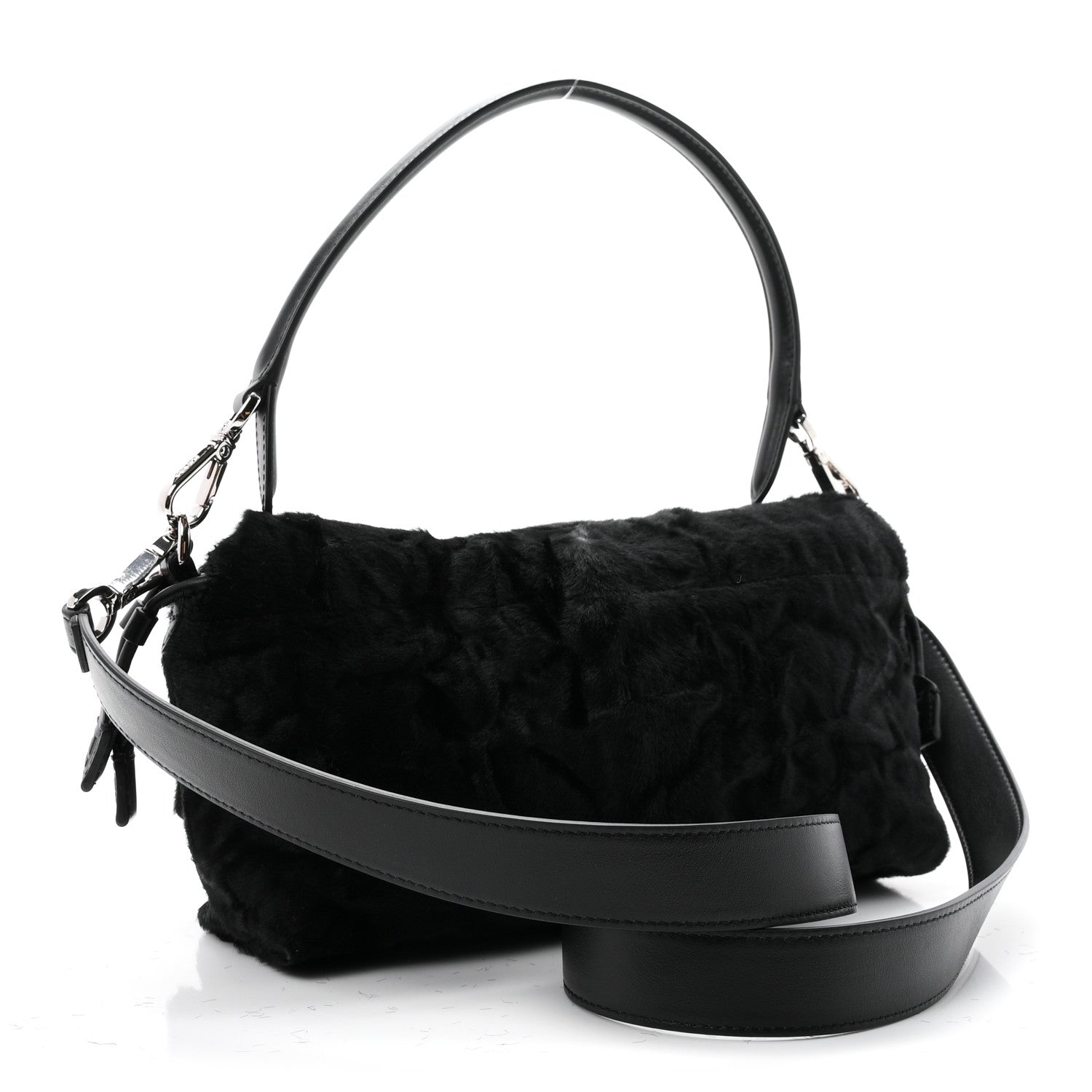 Calfskin Pony Effect Medium Soft Baguette Black - Image 5