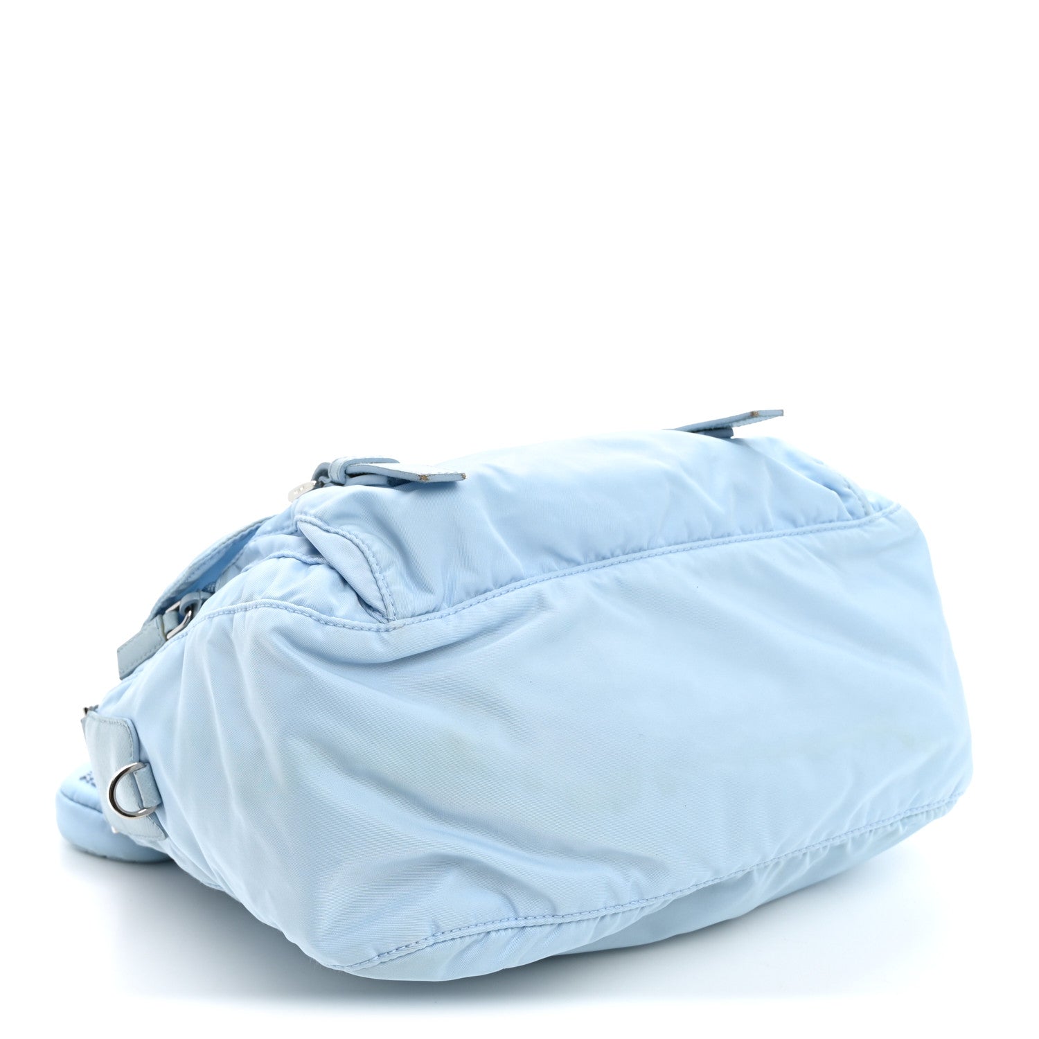 Re-Nylon Vela Saffiano Pocket Double Buckle Messenger Shoulder Bag Celeste - Image 4