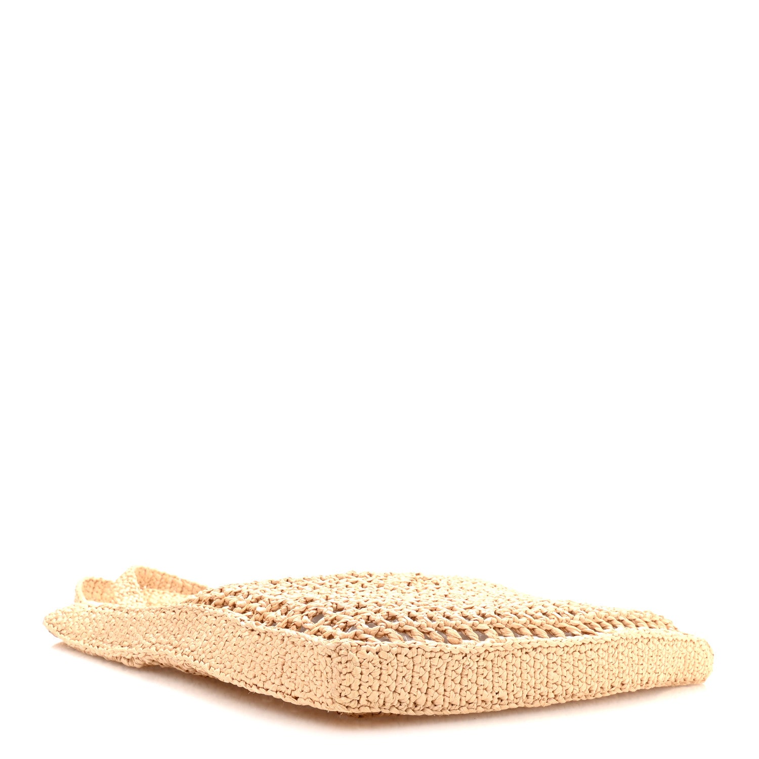 Yarn Raffia Effect Crochet Logo Embroidered Tote Bag Naturale - Image 4