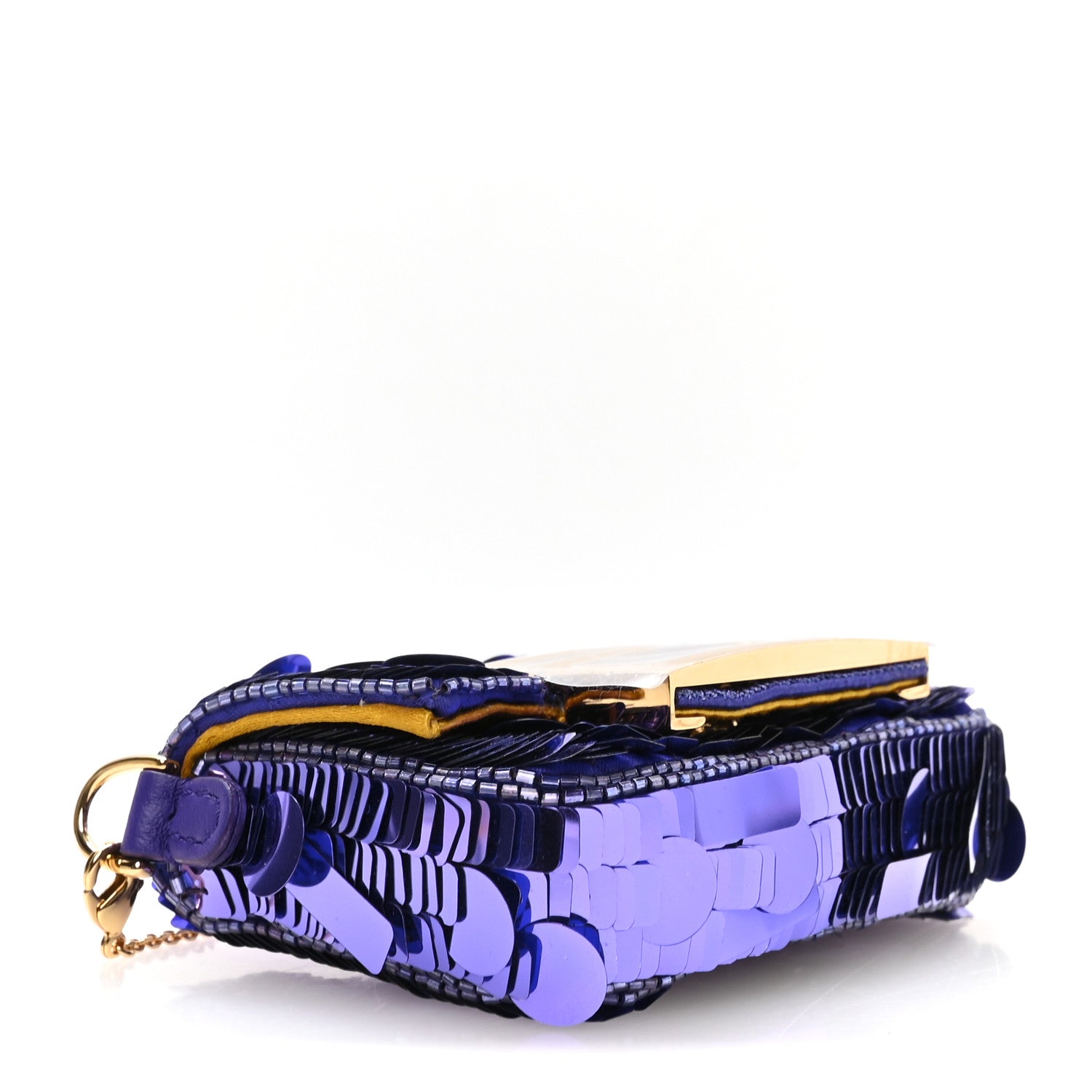 Sequin Paillettes Shiny Nappa Sex and the City Nano Maxi Buckle Baguette Charm Viola Purple - Image 4