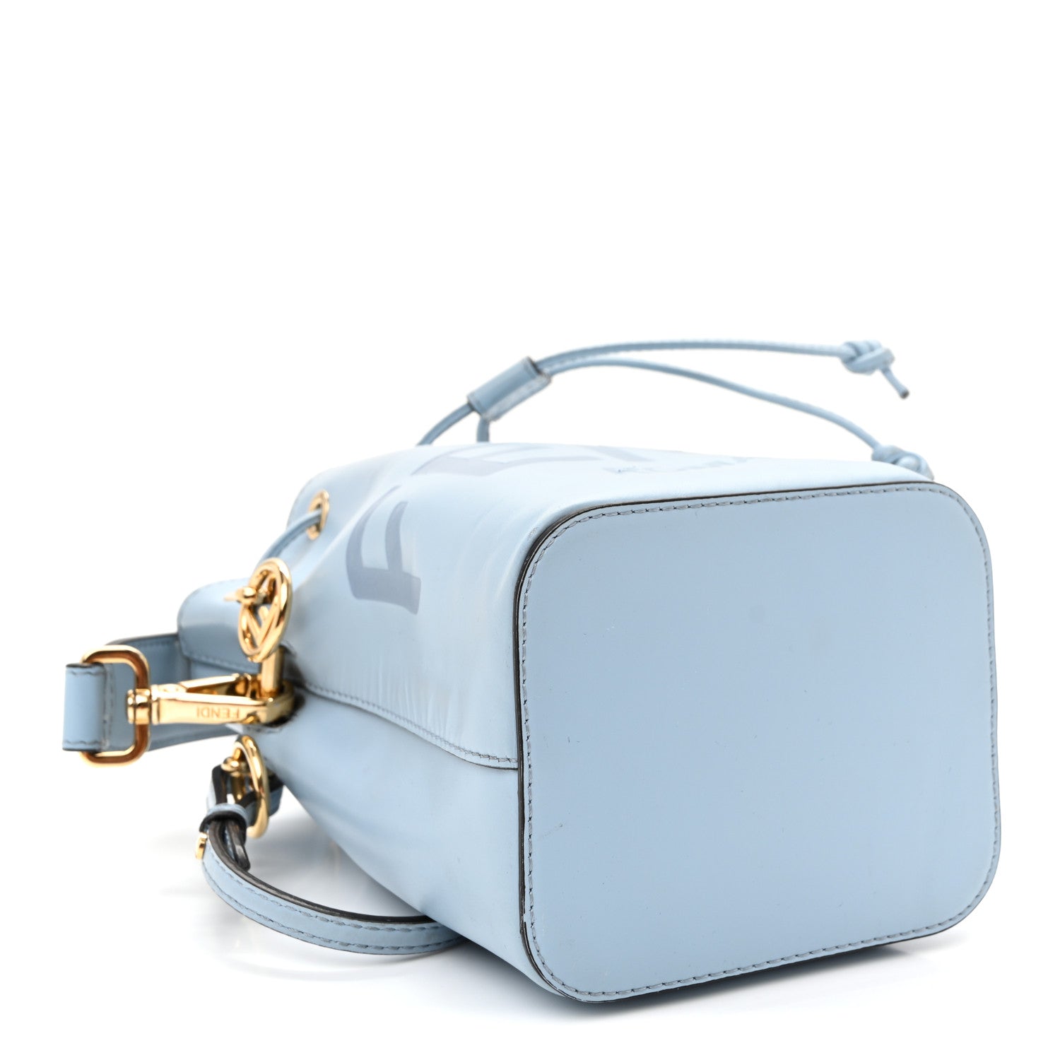Vitello King F is Fendi Logo Embossed Mini Mon Tresor Bucket Bag Azzurro Baby Azzurro Baby - Image 4