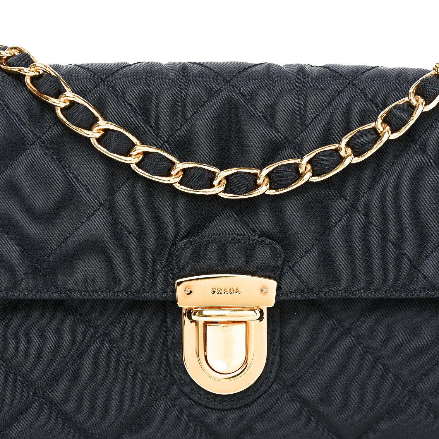 Nylon Tessuto Impunturato Quilted Flap Crossbody Bleu - Image 7