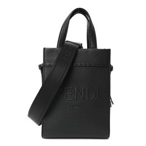 Vitello Cher Logo Embossed Mini Go To Shopper Tote Black