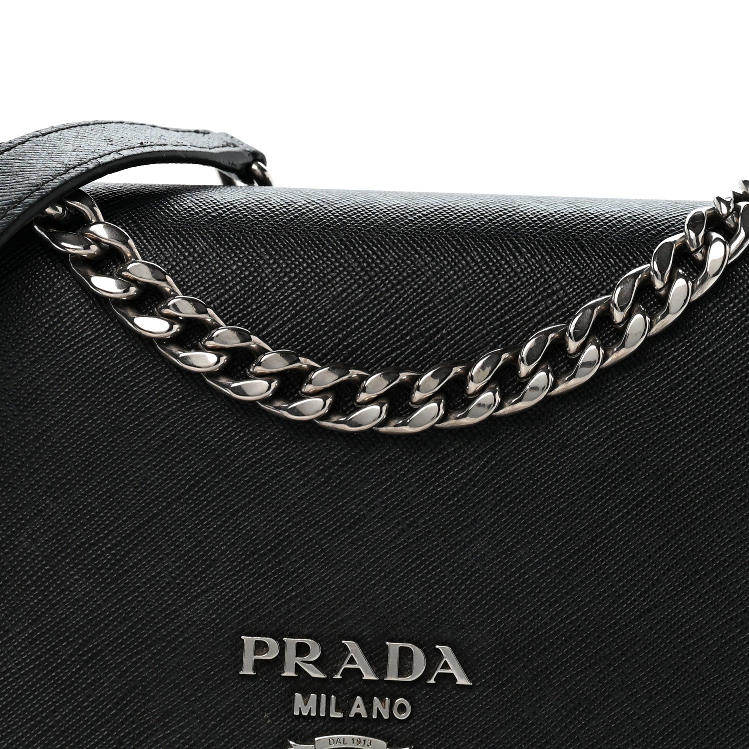 Saffiano Tessuto Nylon Chain Shoulder Bag Black - Image 9