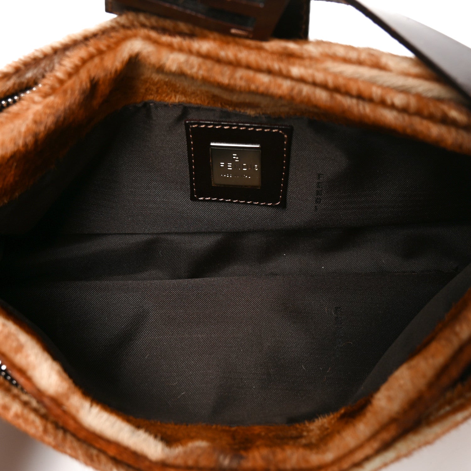 Calf Hair Zebra Print Baguette Shoulder Bag Brown - Image 5