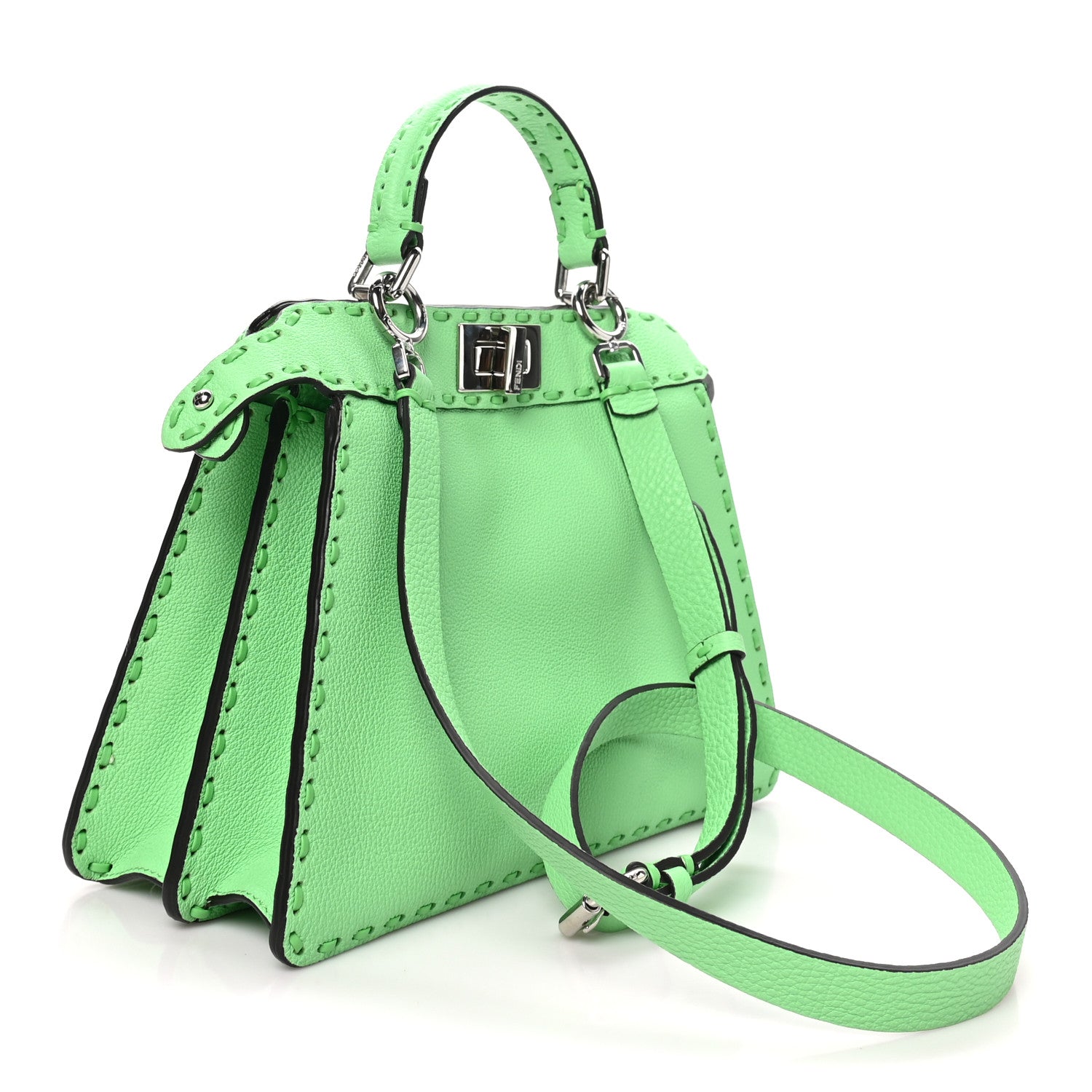 Cuoio Roma Sellerissima Nappa Sintetica Tape Stitch Small Peekaboo I SEE U Satchel Edamame - Image 3