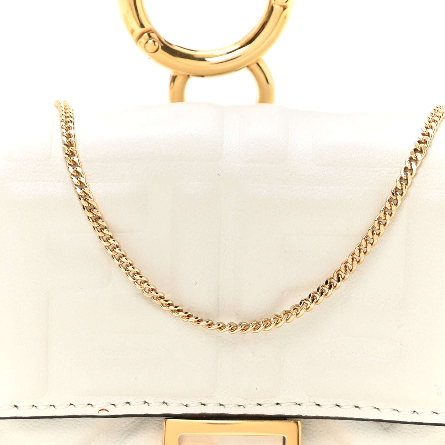 Nappa Matisse FF Embossed Nano Baguette Charm White - Image 8