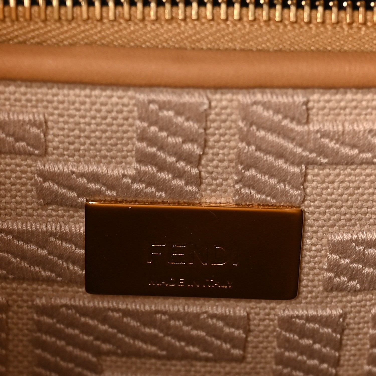 Vitello Seta Fabric Jacquard FF 1974 Mini Peekaboo Iconic Satchel Miele Scuro - Image 6
