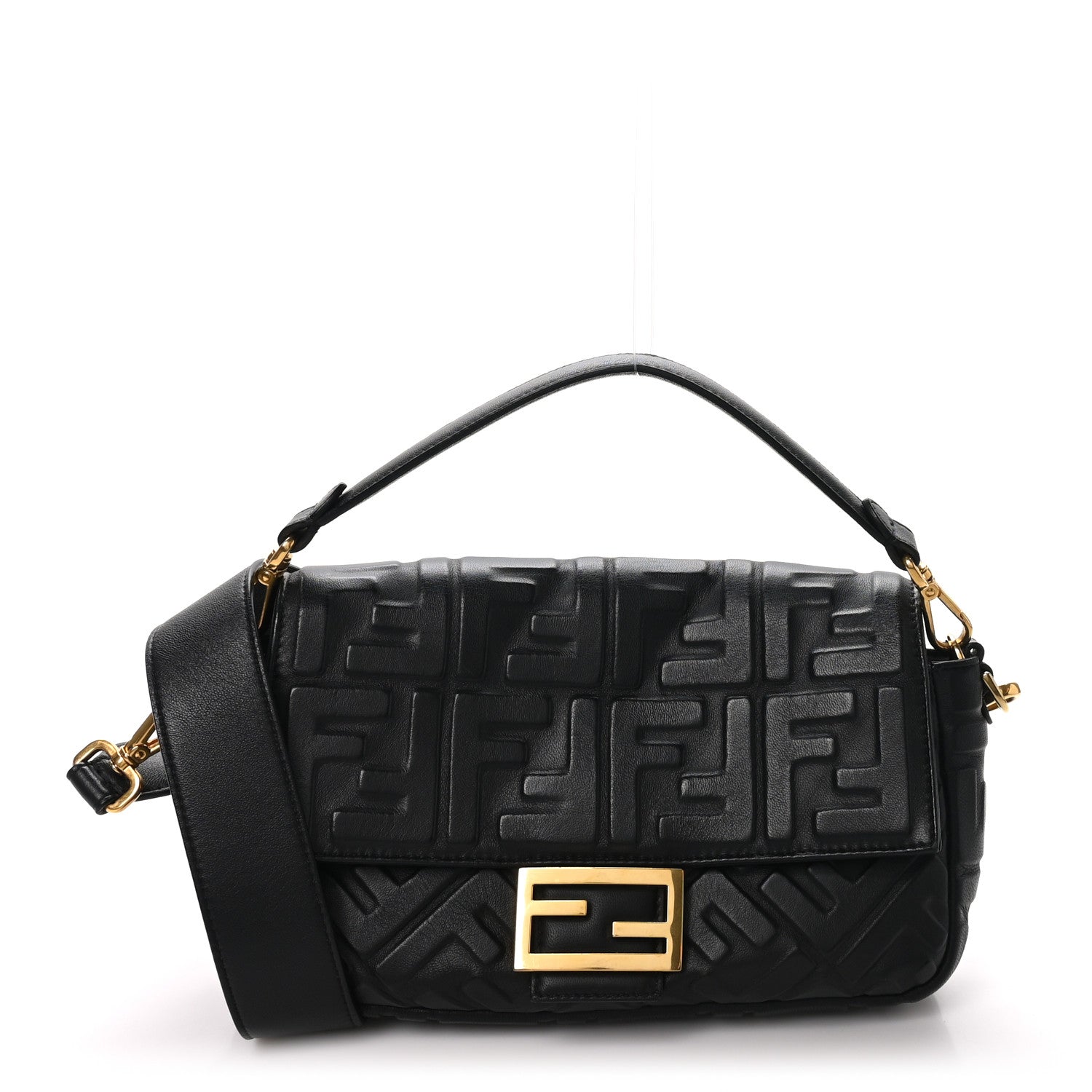 Nappa FF 1974 Embossed Baguette Black