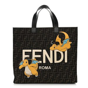 X FRGMT X POKEMON Fabric Jacquard FF Pokemon Shopping Tote Bag Tobacco Moro Giallo Mimosa