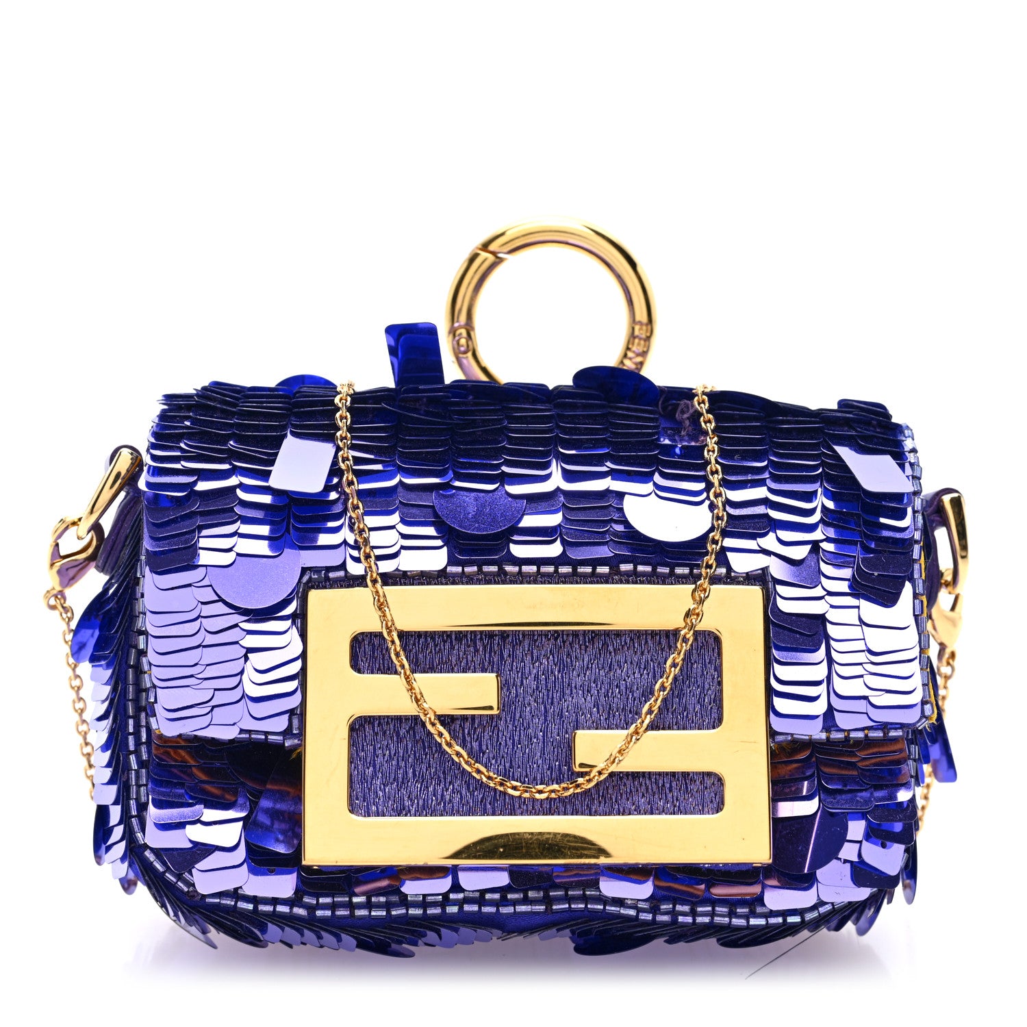 Sequin Paillettes Shiny Nappa Sex and the City Nano Maxi Buckle Baguette Charm Viola Purple