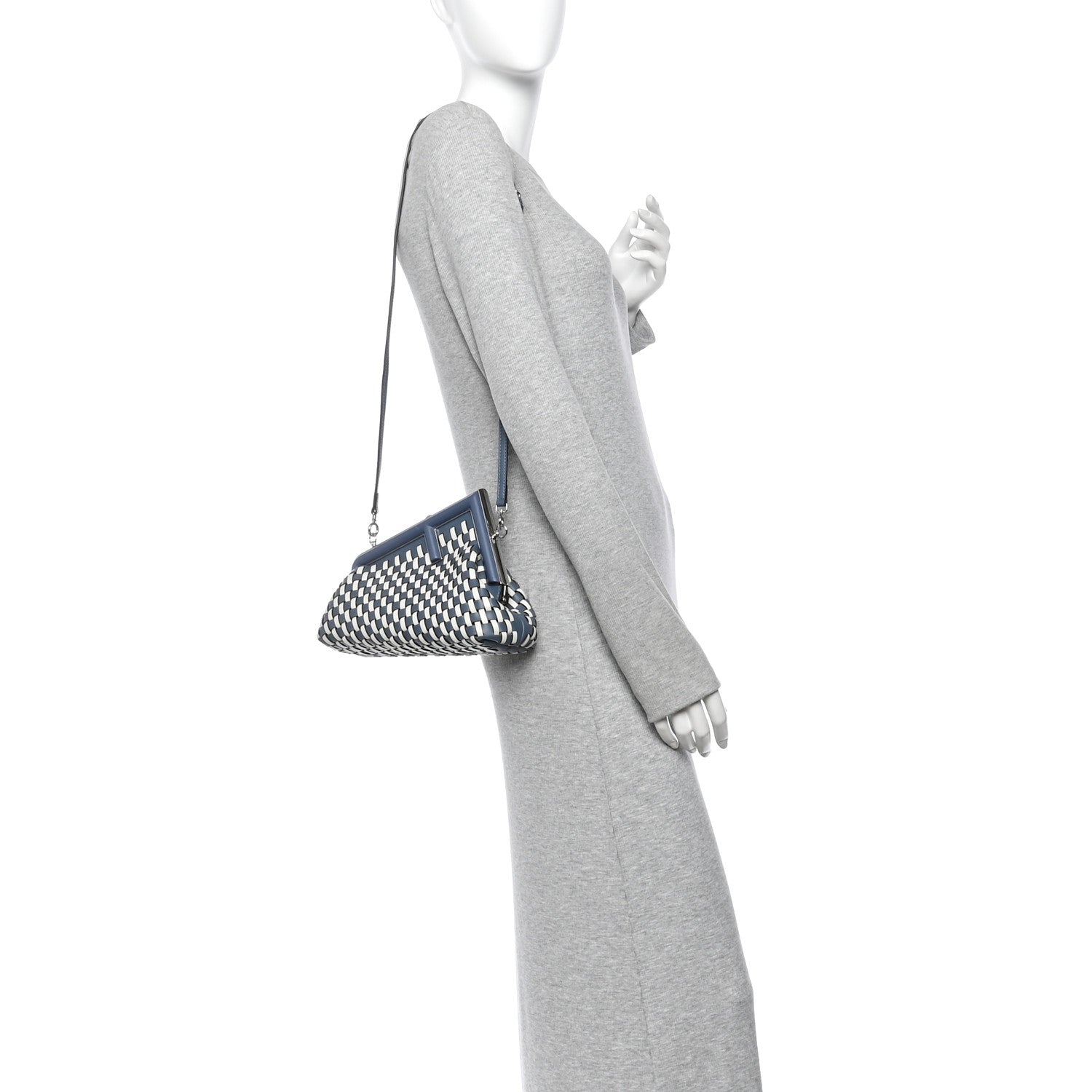 Vitello Grace Intreccio Small Fendi First Mirto Blue White Ice - Image 2
