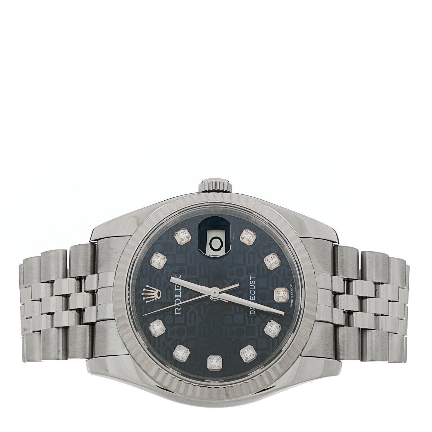 Stainless Steel 18K White Gold Diamond 36mm Oyster Perpetual Datejust Watch Blue Jubilee 116234 - Image 2