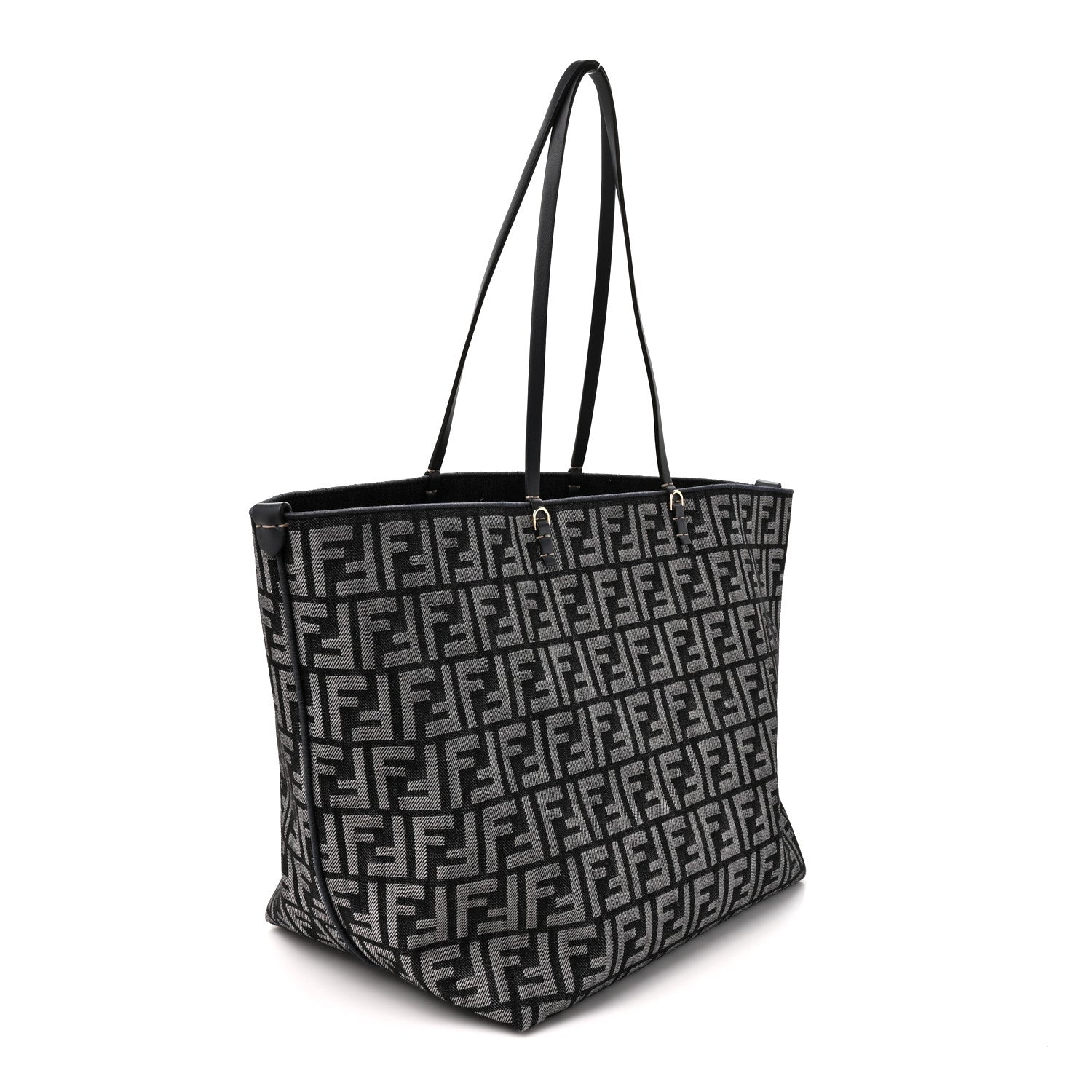 Chenille Vitello Santa Barbara FF Large Roll Reversible Shopping Tote Grigio Notte Flamingo - Image 3
