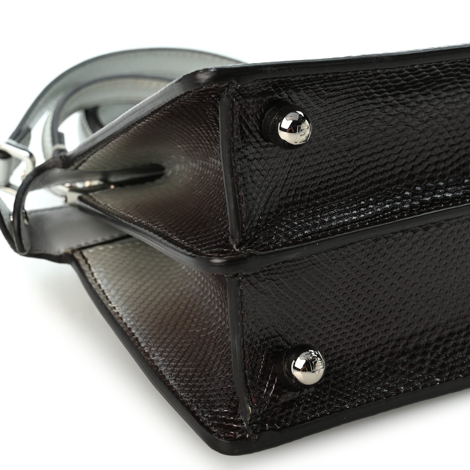 Metallic Karung Graduated Effect Petite Peekaboo I SEE U Satchel Grigio - Image 8