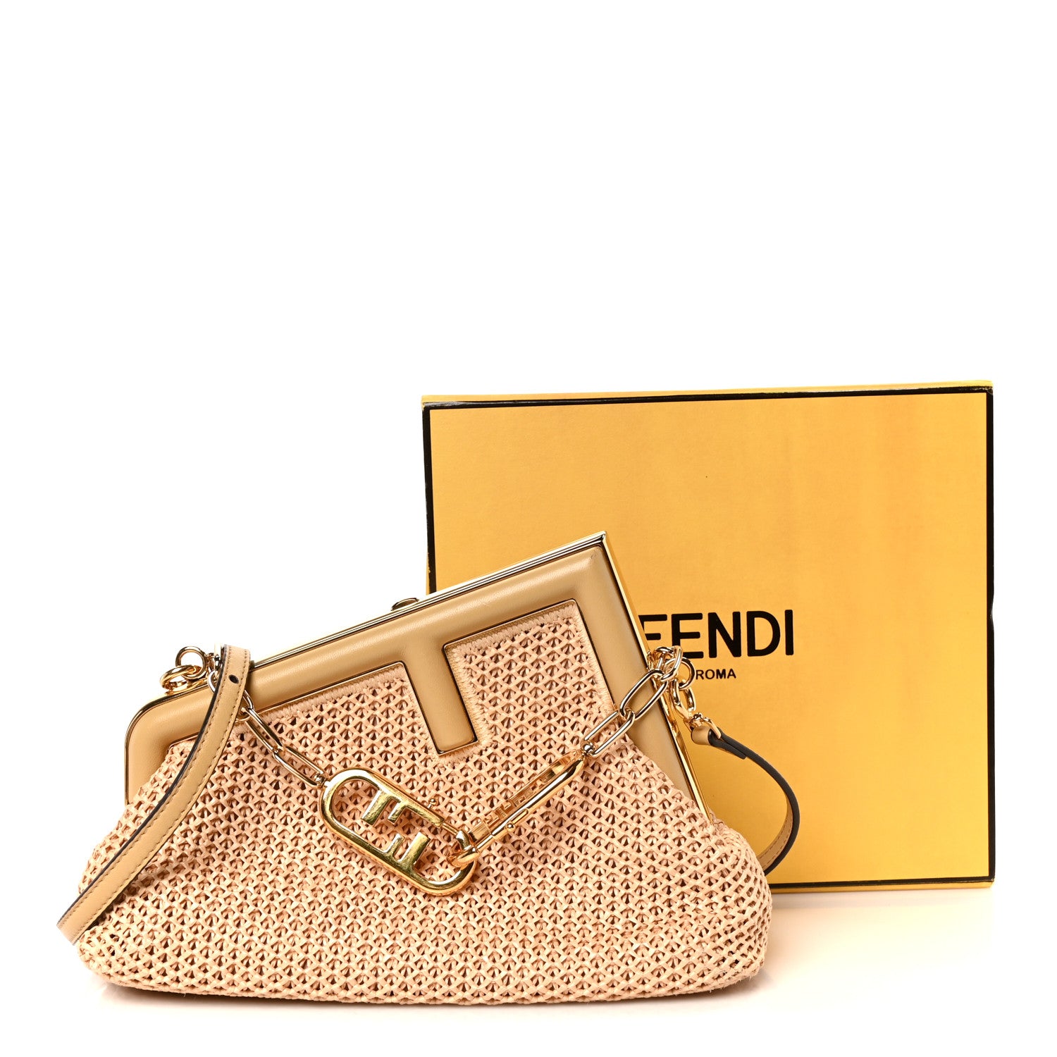 Raffia Nappa Macrame Small Fendi First Natural Sahara - Image 12
