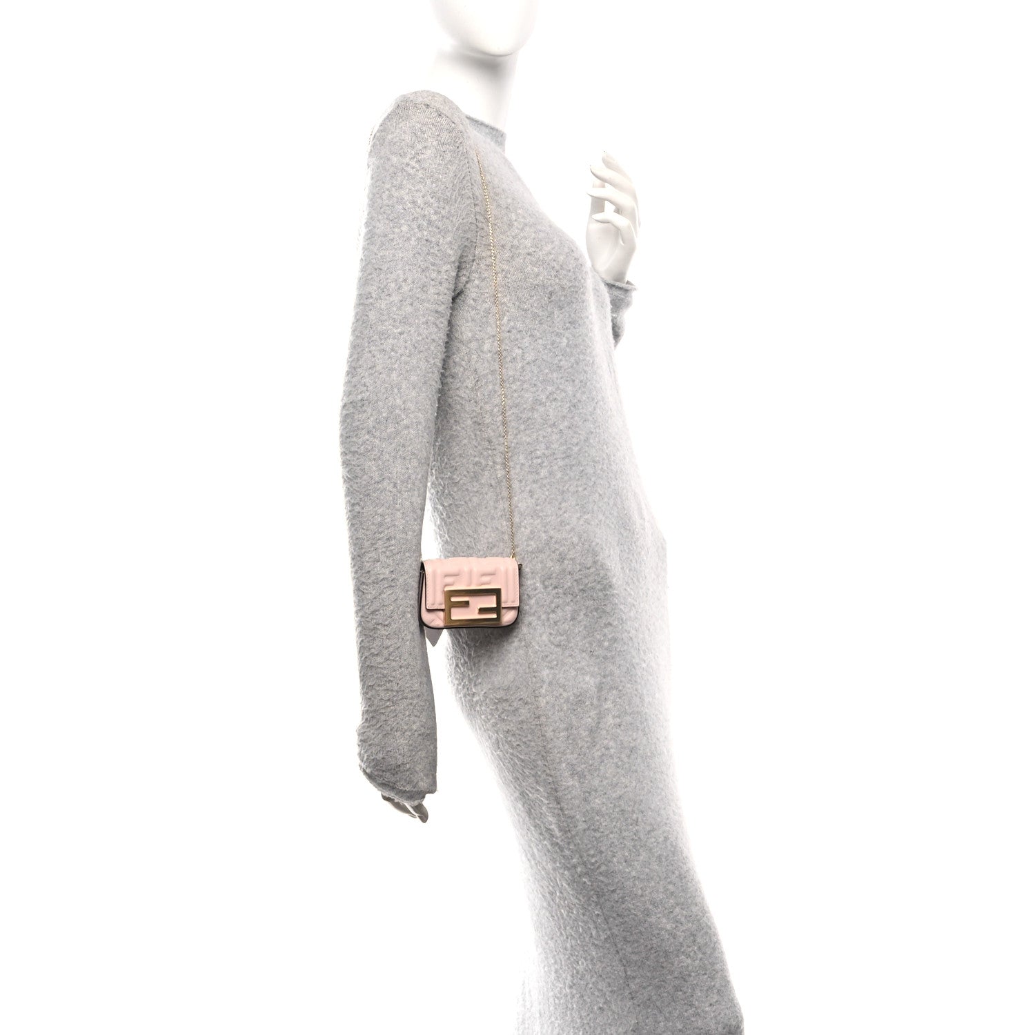 Nappa Matisse FF Embossed Nano Maxi Buckle Baguette Charm Rosa Quarzo - Image 2
