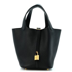 Taurillon Clemence Picotin Lock 18 PM Black