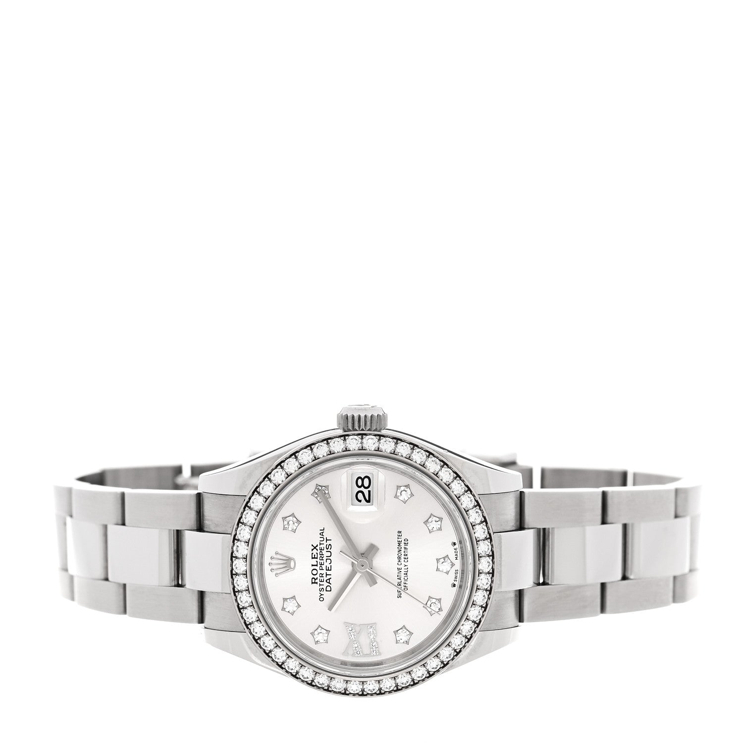 Stainless Steel 18K White Gold Diamond 28mm Oyster Perpetual Datejust Watch Silver 279384RBR - Image 2