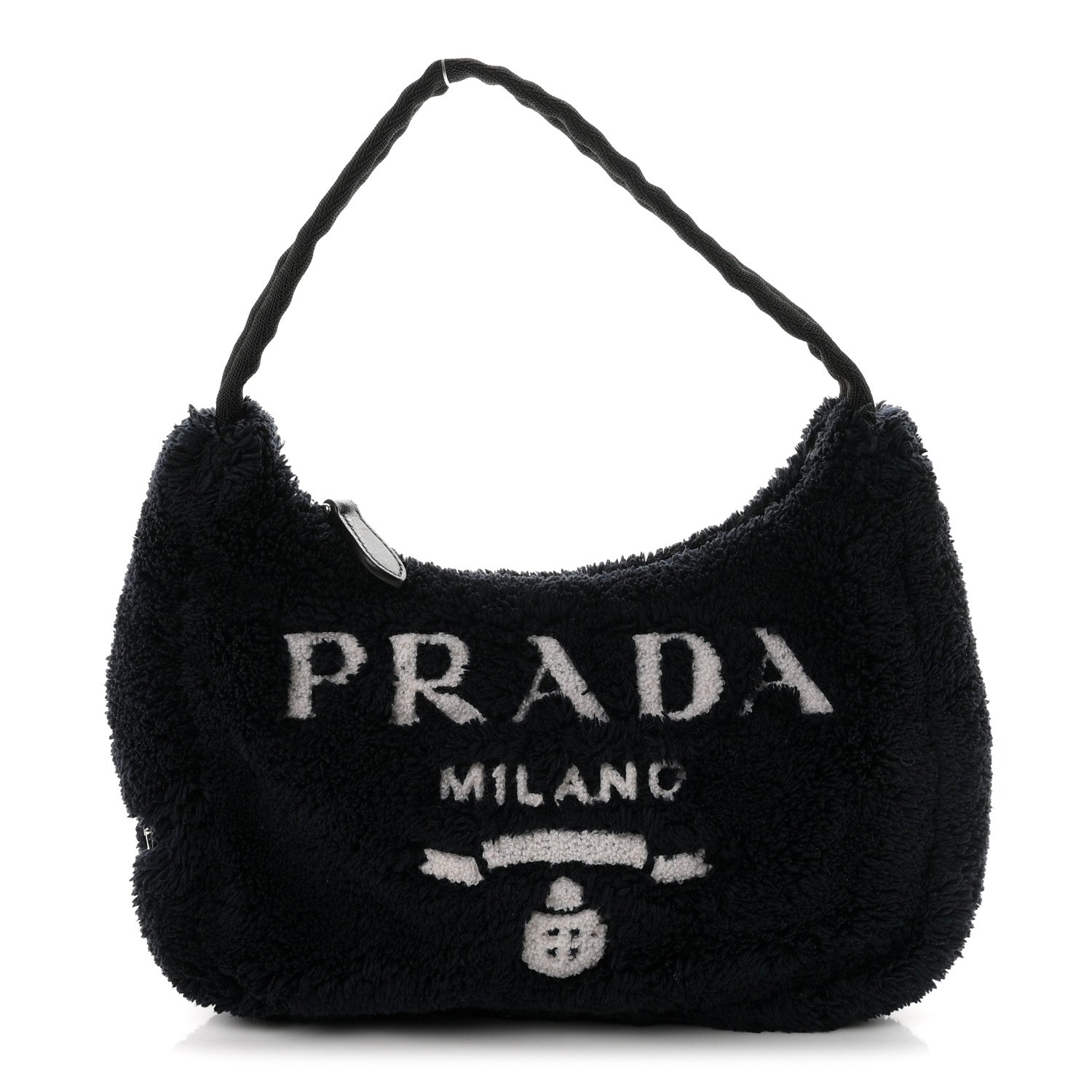 Terry Cloth Mini Re-Edition 2000 Bag Black White