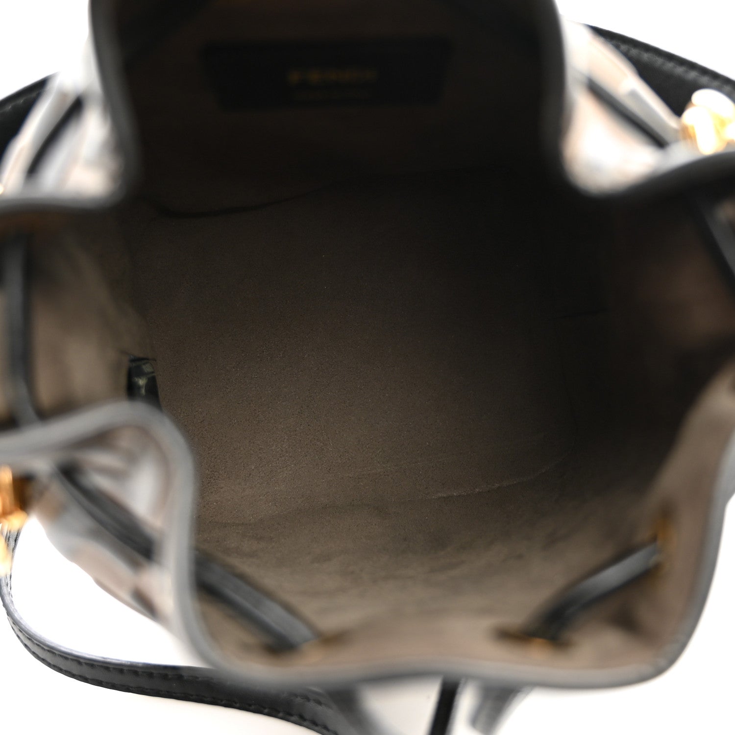 Vitello Liberty F is Fendi Bi-Color FF 1974 Embossed Mini Mon Tresor Bucket Bag Maya Black - Image 5
