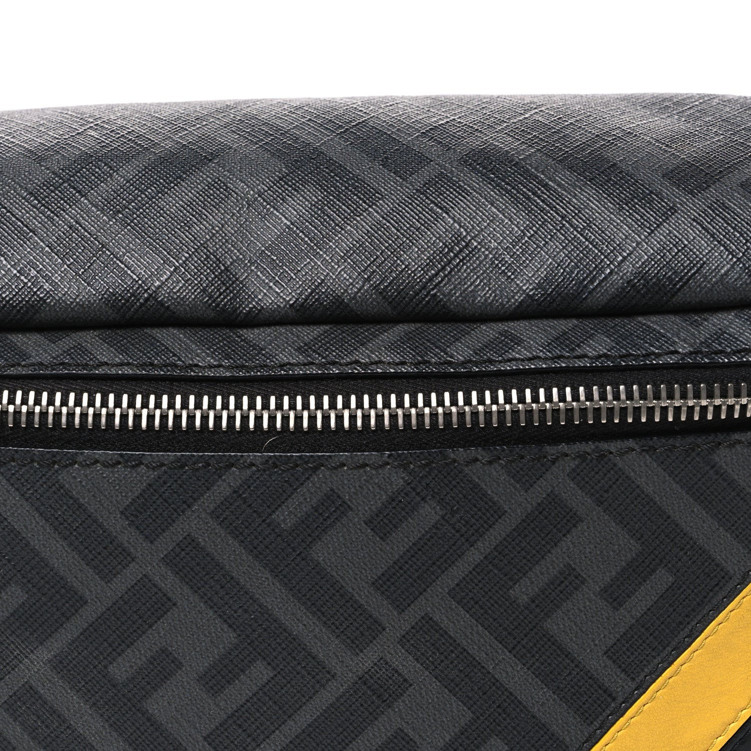 Glazed Fabric Vitello Liberty Century Logo FF 1974 Diagonal Belt Bag Black Sunflower - Image 7