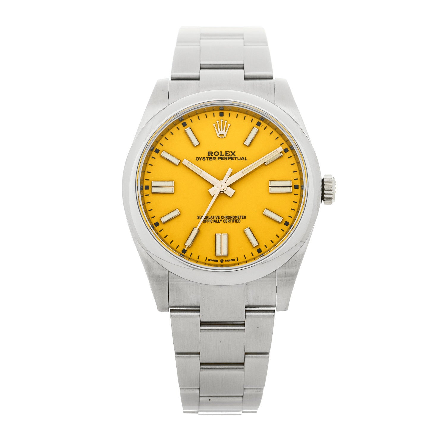 Stainless Steel 41mm Oyster Perpetual Watch Yellow 124300