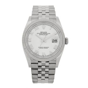Stainless Steel 18K White Gold 36mm Oyster Perpetual Datejust Watch White Roman 126234