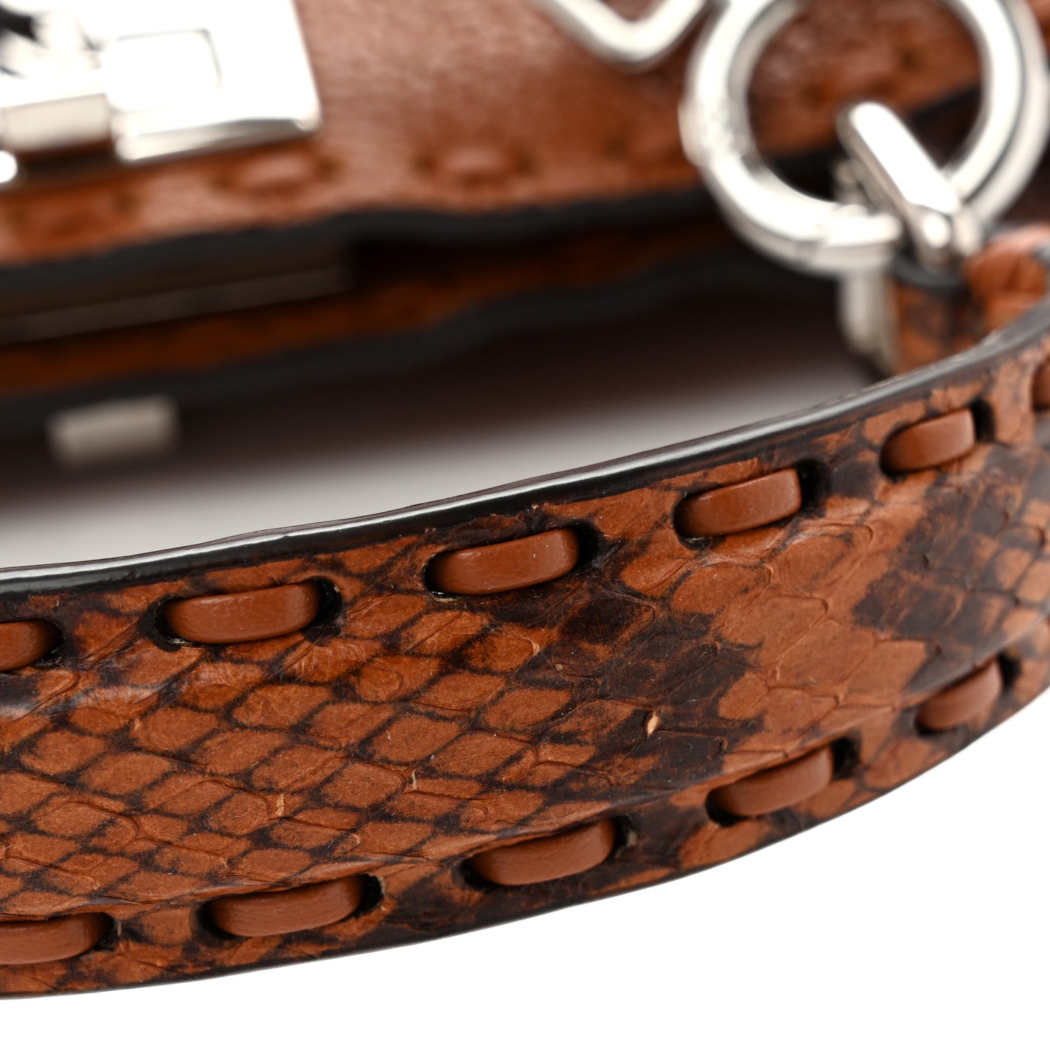 Cuoio Romano Snakeskin Selleria Mini Peekaboo Iconic Satchel Cappuccino - Image 11