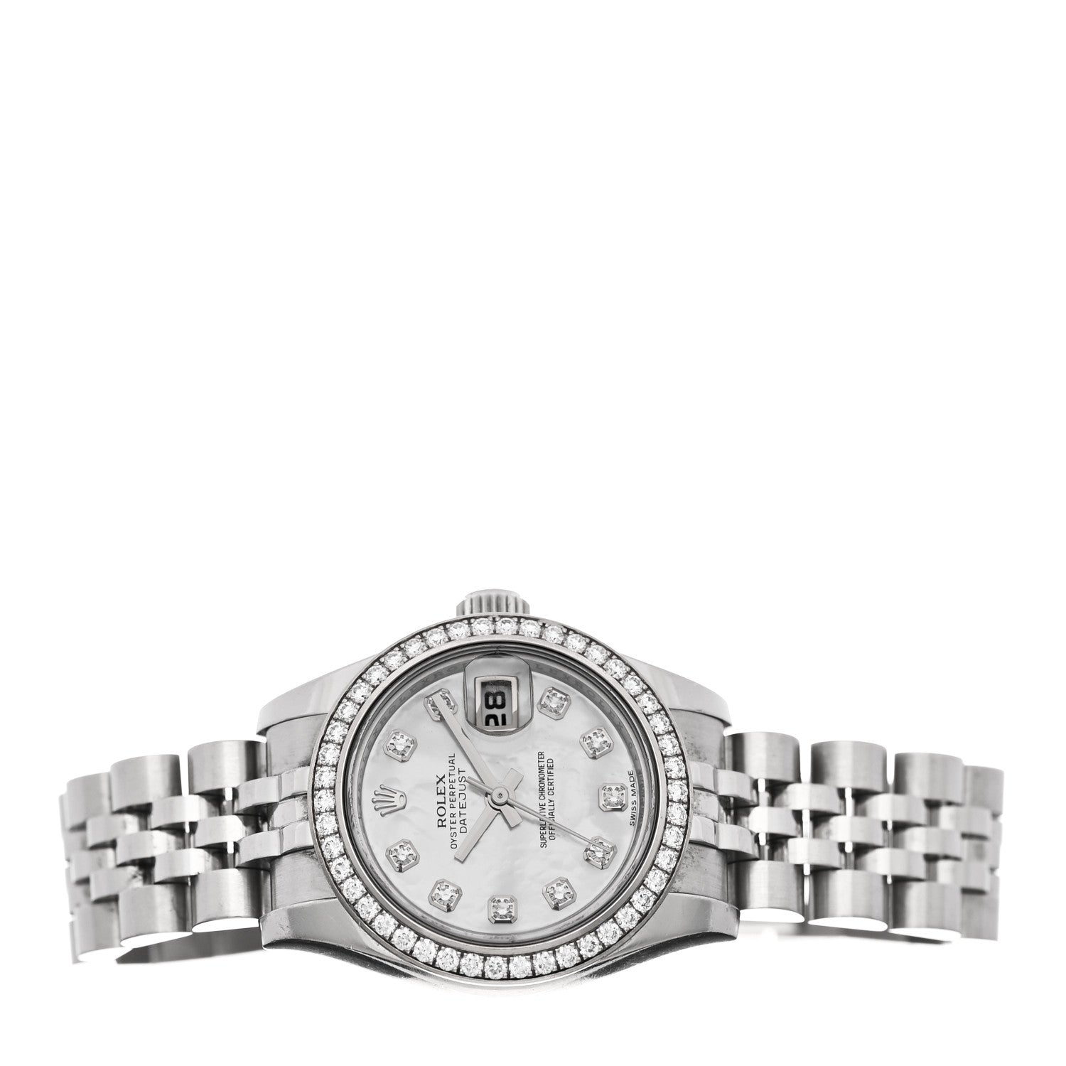 Stainless Steel 18K White Gold Diamond Mother of Pearl 26mm Oyster Perpetual Datejust Watch 179384 - Image 2