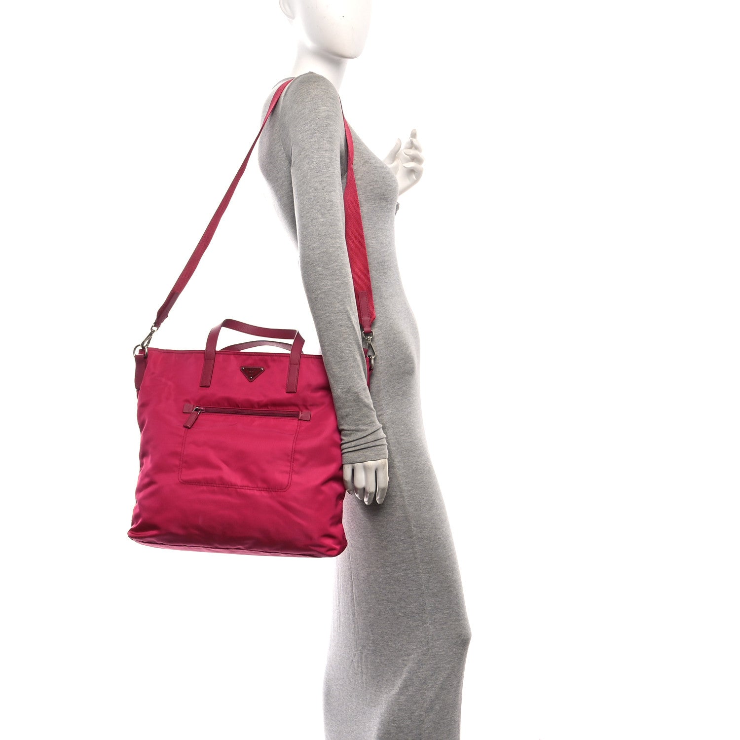 Tessuto Nylon Saffiano Pocket Tote Ibisco - 图片 2