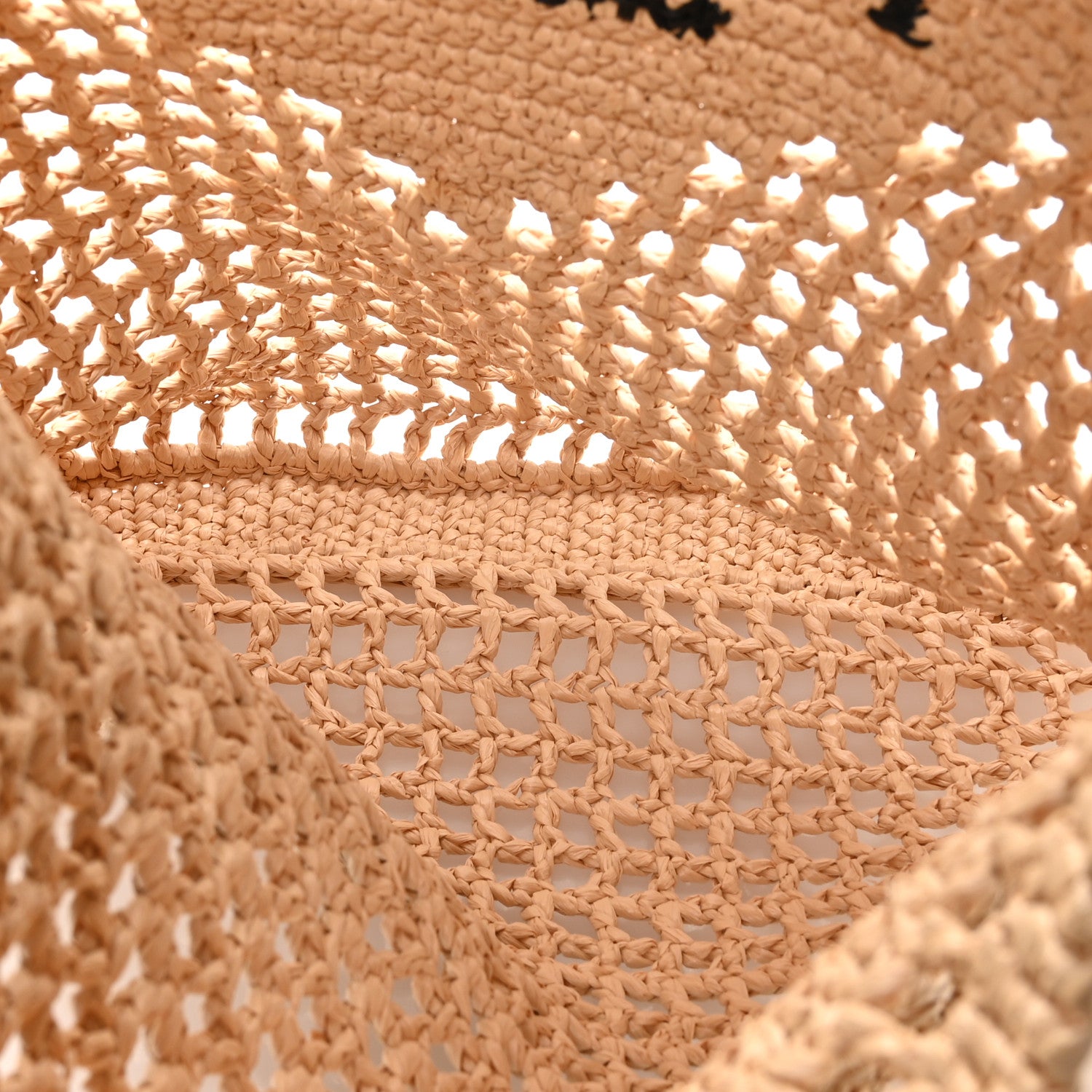 Yarn Raffia Effect Crochet Logo Embroidered Tote Bag Naturale - Image 5