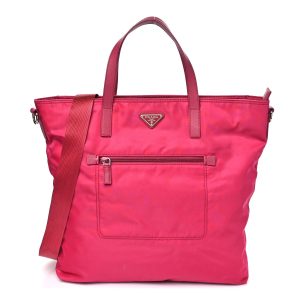 Tessuto Nylon Saffiano Pocket Tote Ibisco