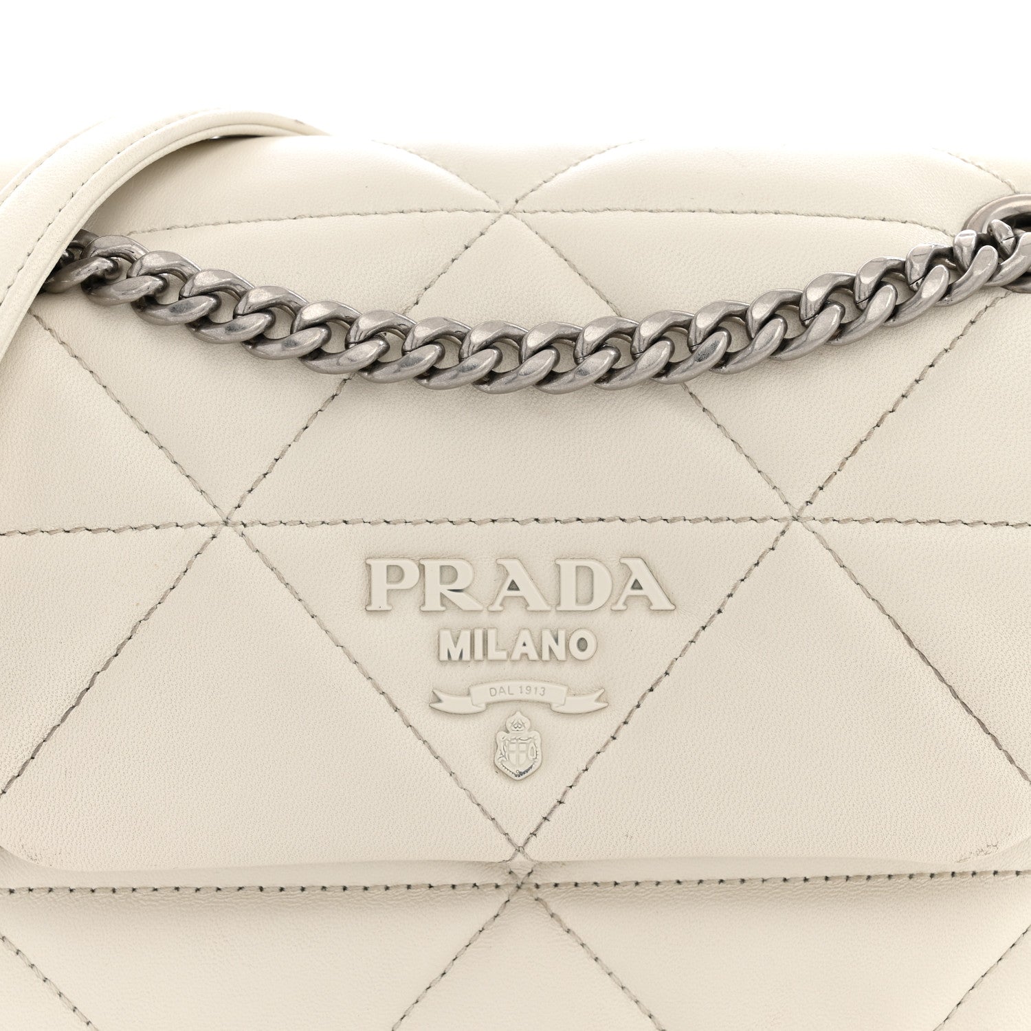 Nappa Triangle Stitched Small Spectrum Bag White - Image 7