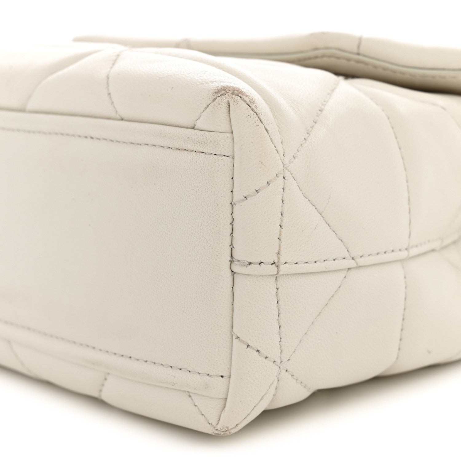 Nappa Triangle Stitched Small Spectrum Bag White - Image 9