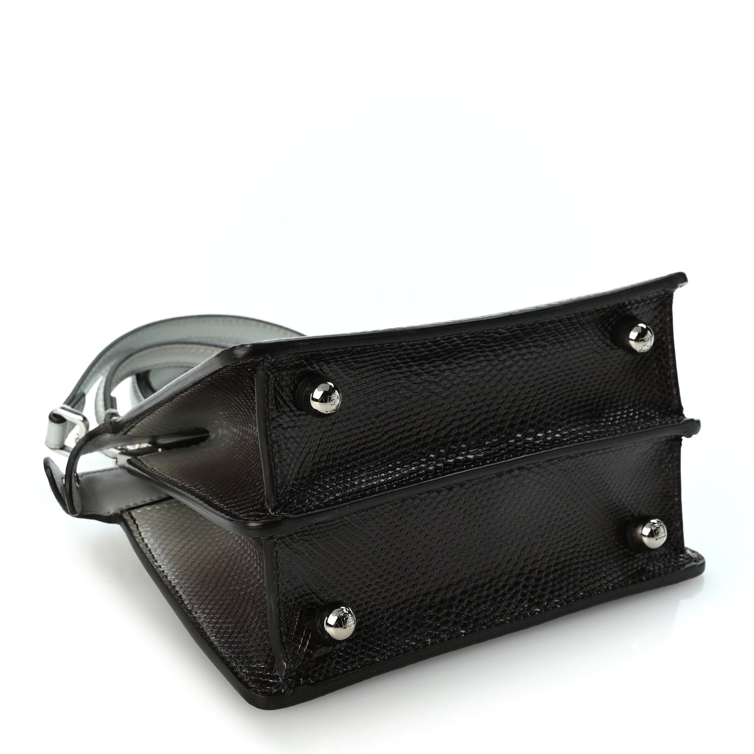 Metallic Karung Graduated Effect Petite Peekaboo I SEE U Satchel Grigio - Image 4