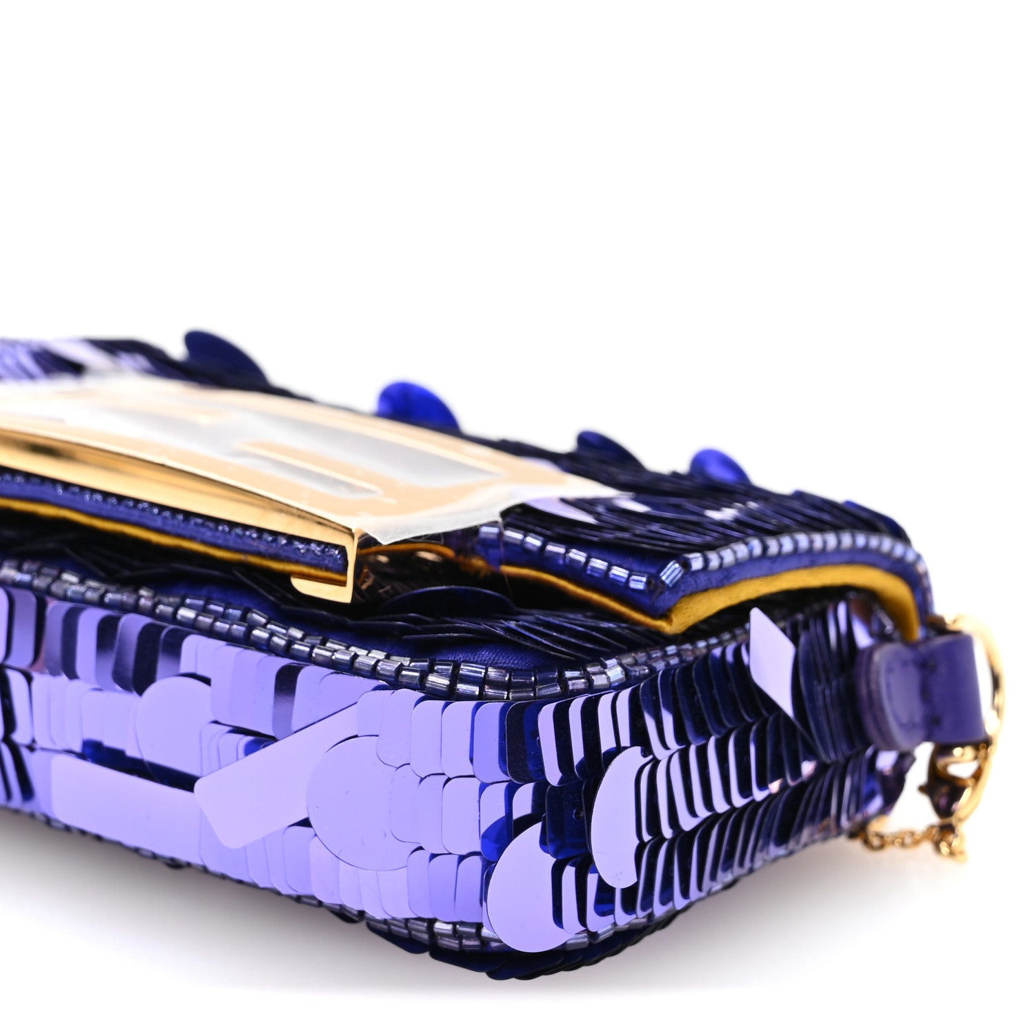 Sequin Paillettes Shiny Nappa Sex and the City Nano Maxi Buckle Baguette Charm Viola Purple - Image 10